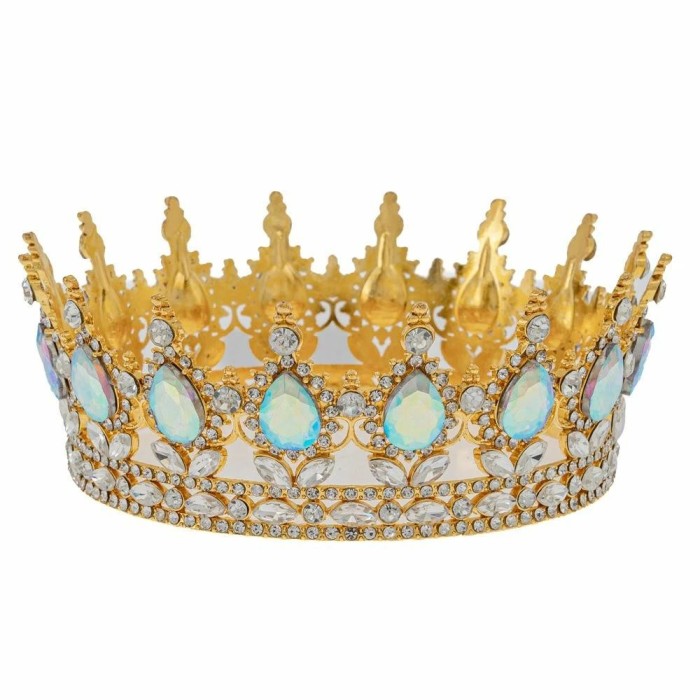 CORONA METALLO ORO PERLE D12,5X5CM